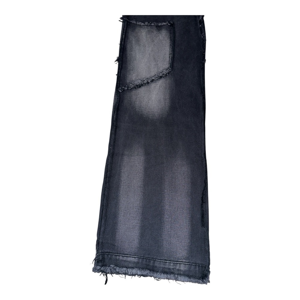 Yuefas Studios Black w 33” Deconstructed Jeans Wide Leg Indie Sleaze Y2K Grunge - Picture 3 of 9